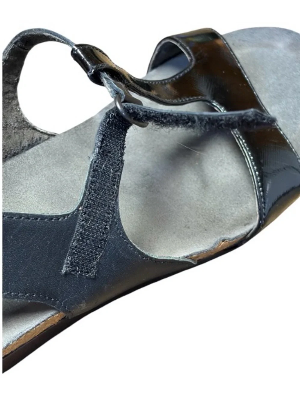 Naot Leather T-Strap Wedge Sandals Womens EU 39 US 8 Black Comfort Heel